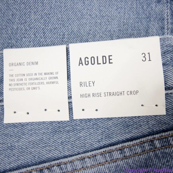 NEW AGOLDE Riley High Rise Cropped Straight Fit Jeans in Emulsion wash, 31 - Picture 11 of 11